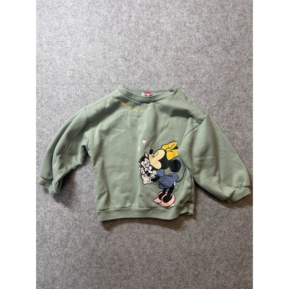 Disney Minnie Mouse Figaro Girls Sweatshirt 3T Green Together We Can Pullover